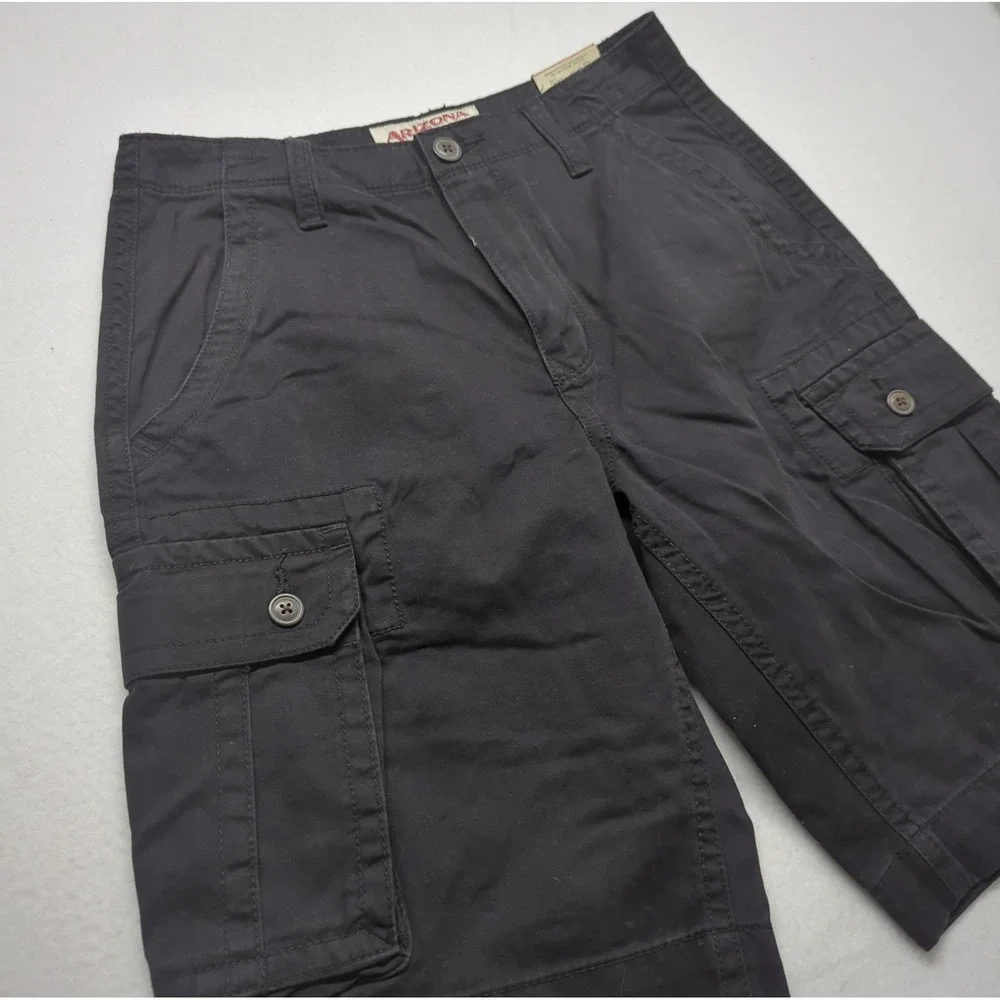 Arizona Jean Co NWT Mens Black Flex Classic Fit Hit At Knee Cargo Shorts Size 28